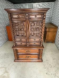 Free delivery used Vintage Wood Armoire Dresser
