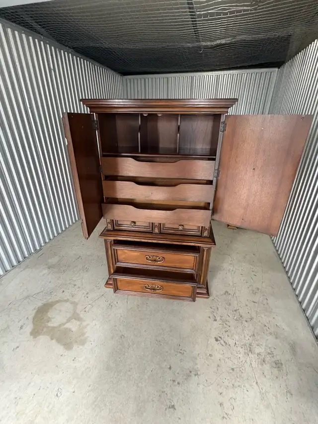 Free delivery used Vintage Wood Armoire Dresser - Photo 7