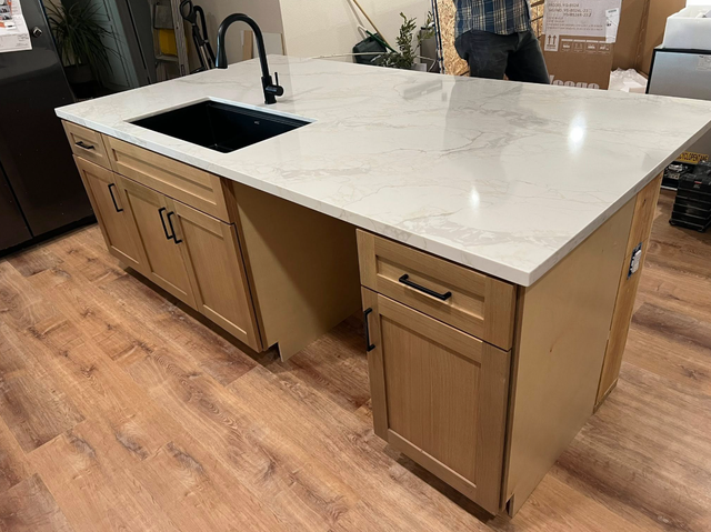 White Plain Marble Quartz Countertop - With Grey Veins