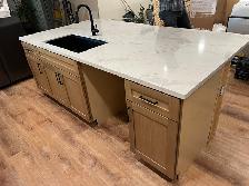 White Plain Marble Quartz Countertop - With Grey Veins