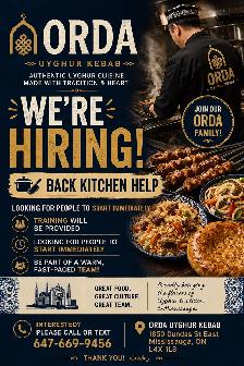 Hiring workers for back kitchen work