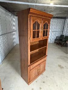 Free delivery used Solid Wood China Cabinet with Glass Doors - Photo 2