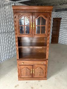 Free delivery used Solid Wood China Cabinet with Glass Doors - Photo 3