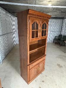 Free delivery used Solid Wood China Cabinet with Glass Doors - Photo 5