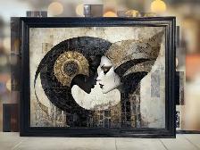 Yin & Yang Abstract Framed Art | Œuvre d'art abstraite 42' x 33'