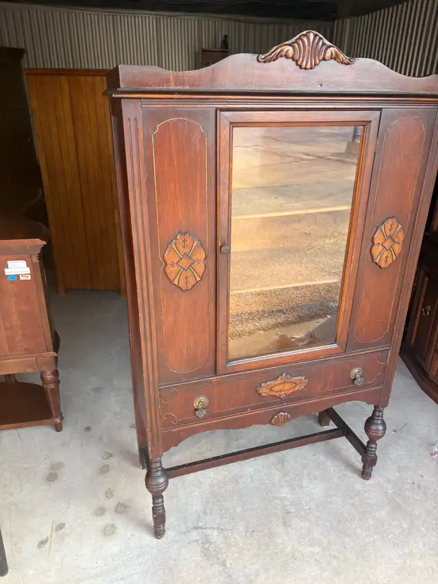 Free delivery antique Vintage Wooden Display Cabinet - Photo 3