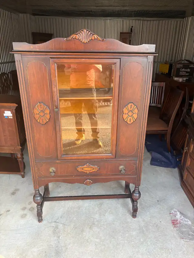 Free delivery antique Vintage Wooden Display Cabinet - Photo 4