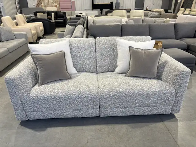 Bouclé fabric power reclining sofa