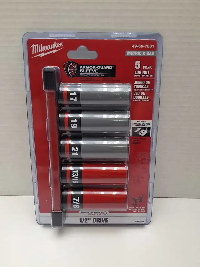 Milwaukee 49-66-7831 1/2' Drive 5 piece Lug Nut Sockets 'NEW'