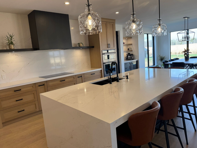 White Quartz Countertop With Beautiful Sparkles