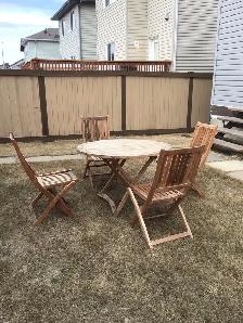 Outdoor wooden table and 4 chairs
