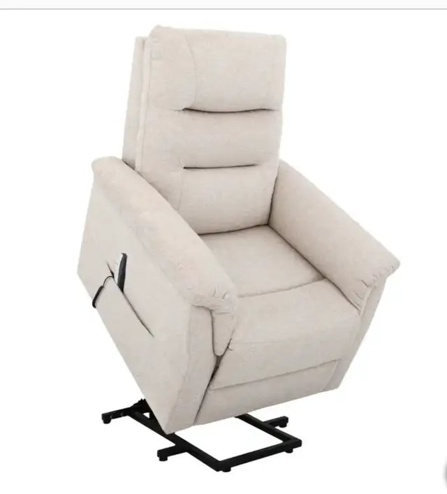 Sealy cream fabric power reclining lift chair - Photo 6