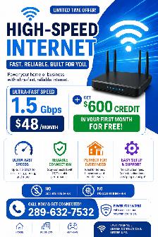 High-Speed Internet 1.5Gbps Only $48   $600 Credit!