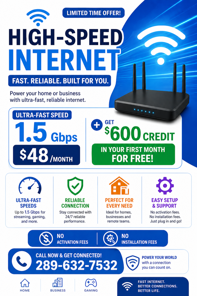 Unlimited Home Internet Deals 1.5Gbps Only $48   $600 Credit!"