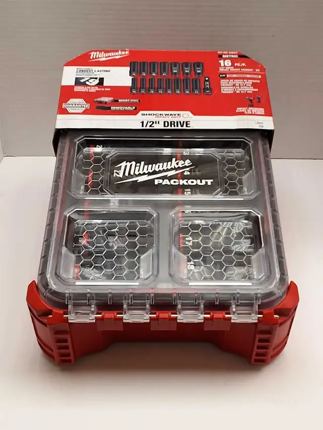 Milwaukee 49-66-6803 16 piece Packout 1/2' Impact Socket Metric