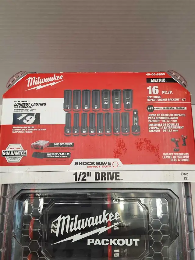Milwaukee 49-66-6803 16 piece Packout 1/2' Impact Socket Metric - Photo 2