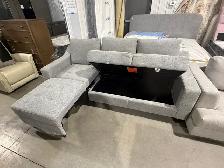 Grey fabric sofa with storage seats and fold out chaise - Photo 2