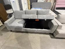Grey fabric sofa with storage seats and fold out chaise - Photo 3