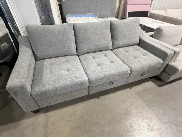 Grey fabric sofa with storage seats and fold out chaise - Photo 4