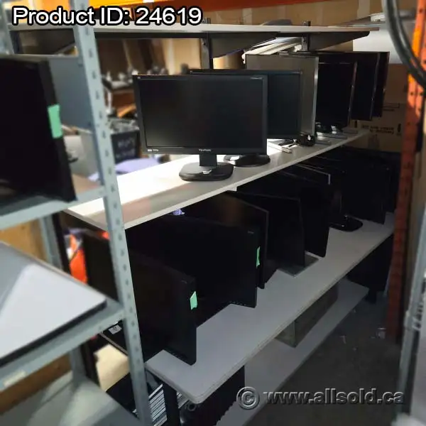 Black 4 Tier Workstation Bench w/ White Surfaces - Photo 2