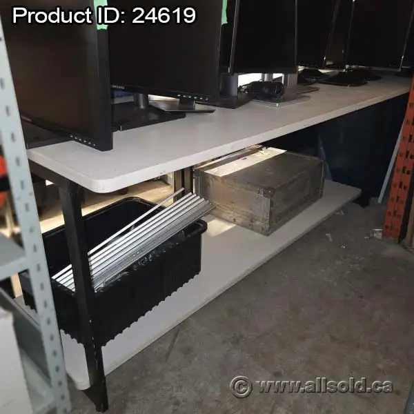 Black 4 Tier Workstation Bench w/ White Surfaces - Photo 4