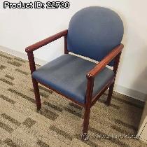 Blue Office Side Guest Chair w/ Wood Tone Frame