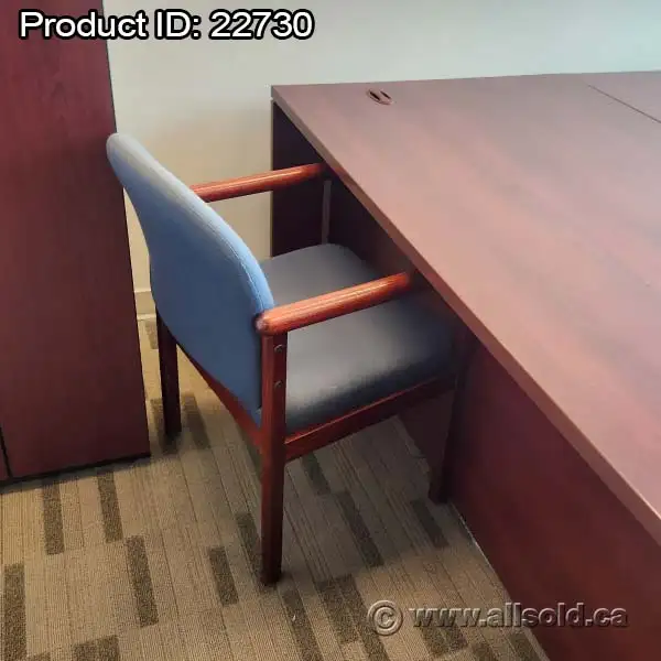 Blue Office Side Guest Chair w/ Wood Tone Frame - Photo 2
