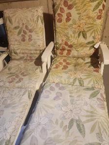 2 POOL CHAIRS WITH MATCHING CUSHIONS
