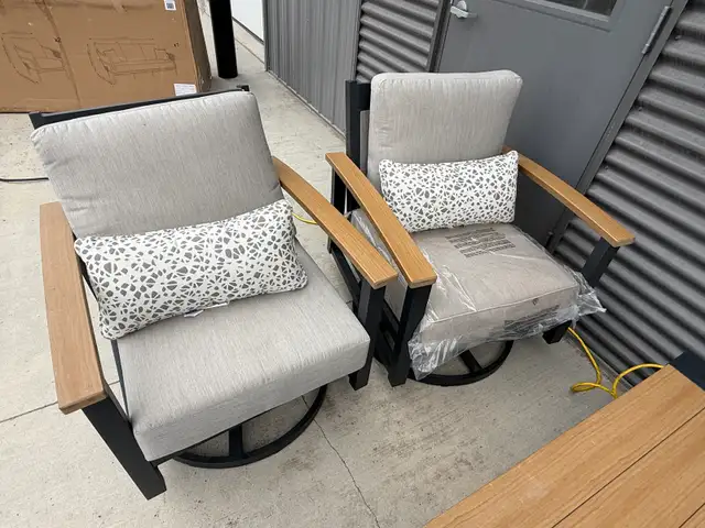 Outdoor patio sofa with 2 swivel chairs and table - Photo 2