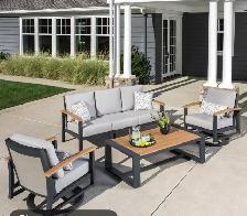 Outdoor patio sofa with 2 swivel chairs and table - Photo 6