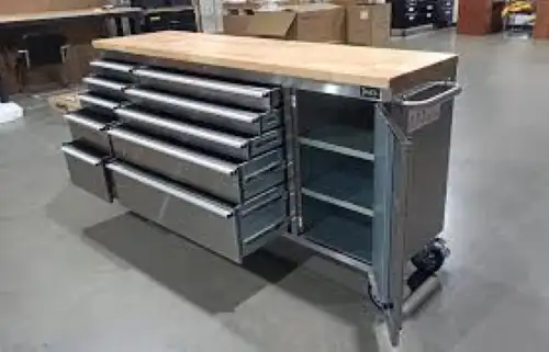 72" Workbench – Stainless Steel, 10 Drawers, Wheels - Photo 2