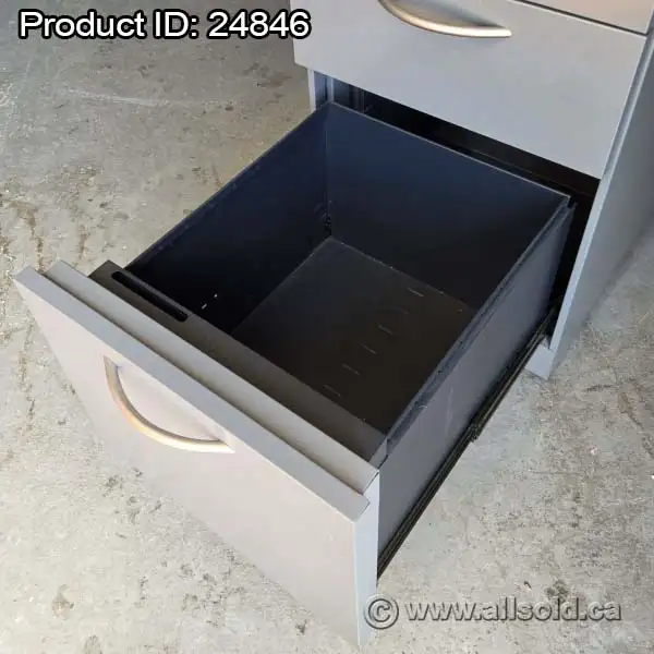 Steelcase Grey 3 Drawer Pedestal File Cabinet - Photo 3