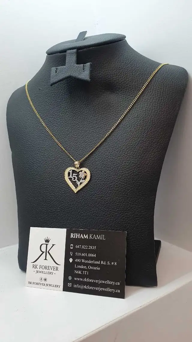 14k yellow gold chain & pendant # 389_14 - Photo 3