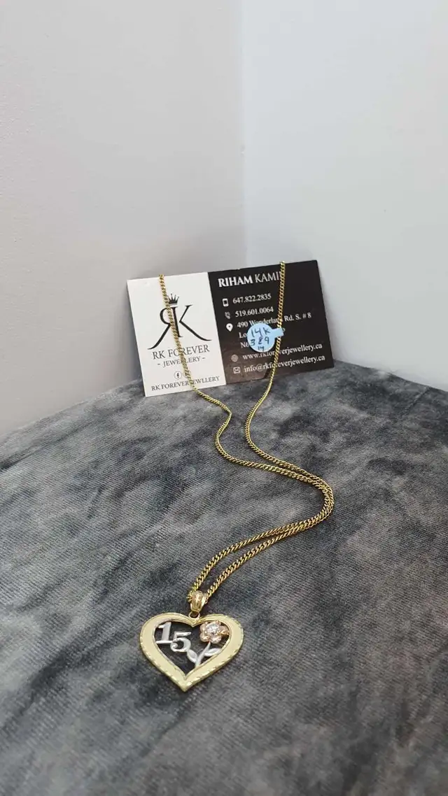 14k yellow gold chain & pendant # 389_14 - Photo 4