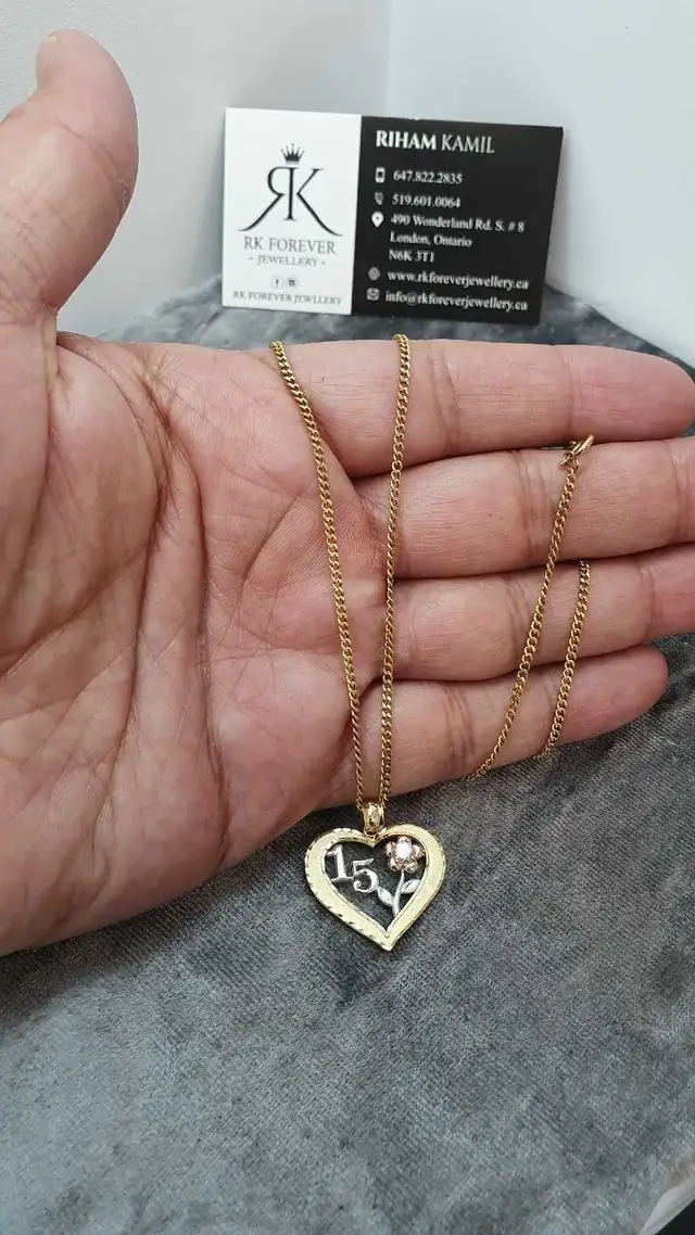 14k yellow gold chain & pendant # 389_14 - Photo 5
