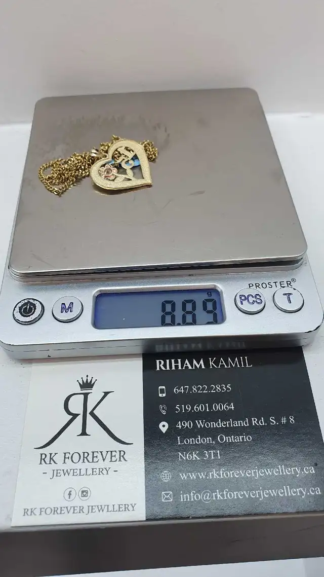 14k yellow gold chain & pendant # 389_14 - Photo 6