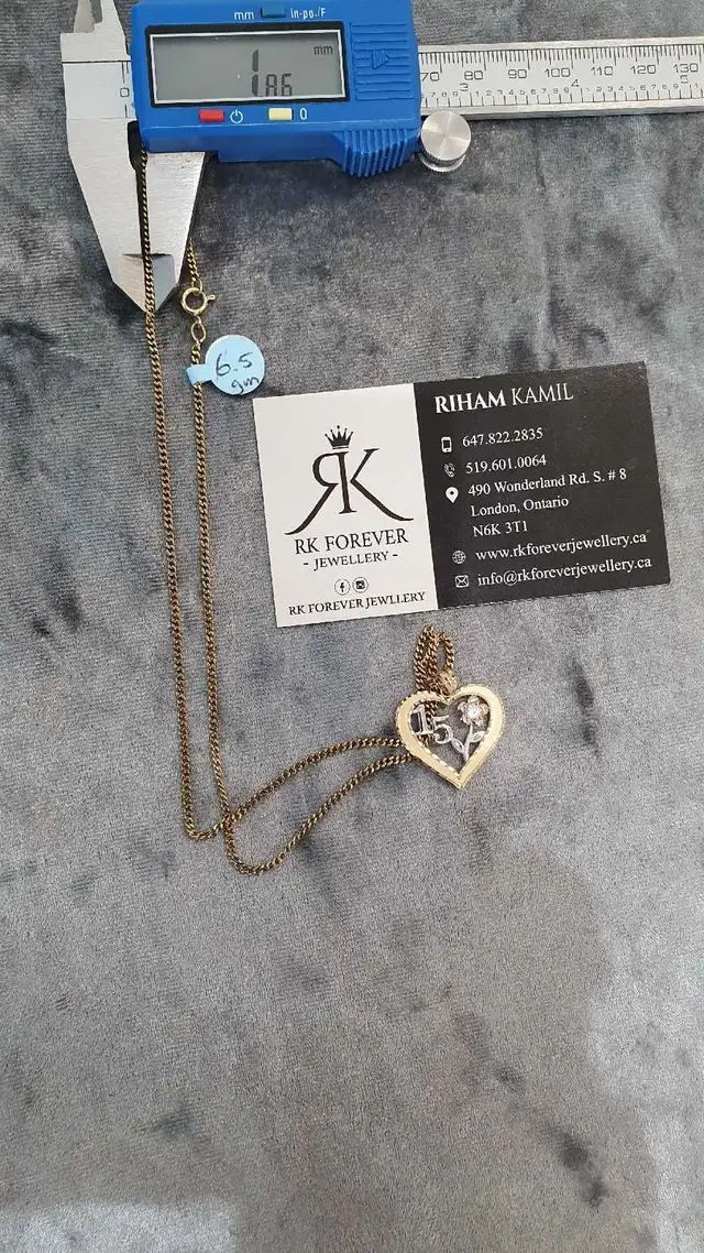 14k yellow gold chain & pendant # 389_14 - Photo 7
