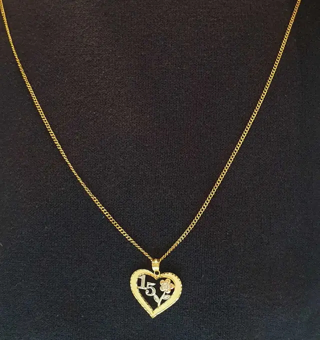 14k yellow gold chain & pendant # 389_14 - Photo 9
