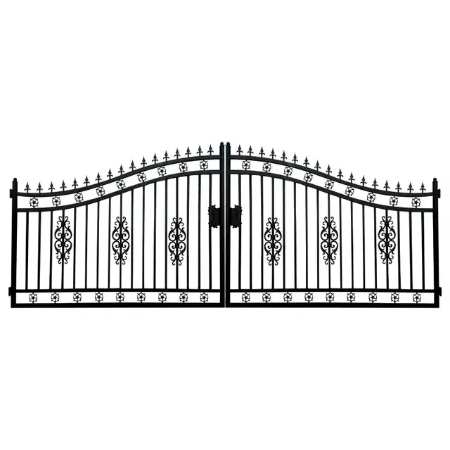 14FT Iron Driveway Gate – Beautiful Flower Design - Photo 2