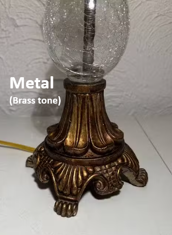 Classic ‘Crackle Glass’ / Brass 25" Table Lamp - Excellent Shape - Photo 3