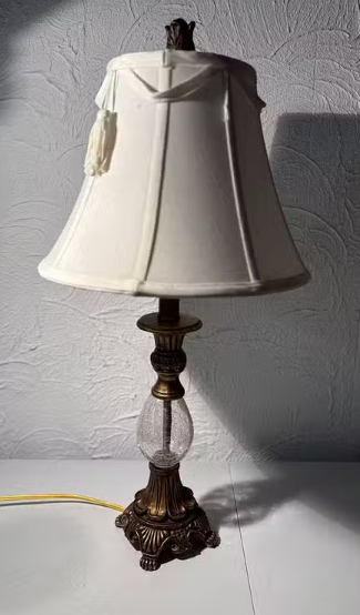 Classic ‘Crackle Glass’ / Brass 25" Table Lamp - Excellent Shape - Photo 7