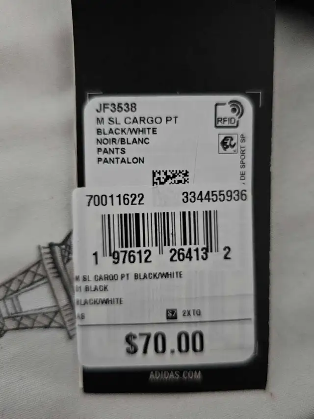 Adidas Black Cargo Pants – 2XL – New - Photo 4