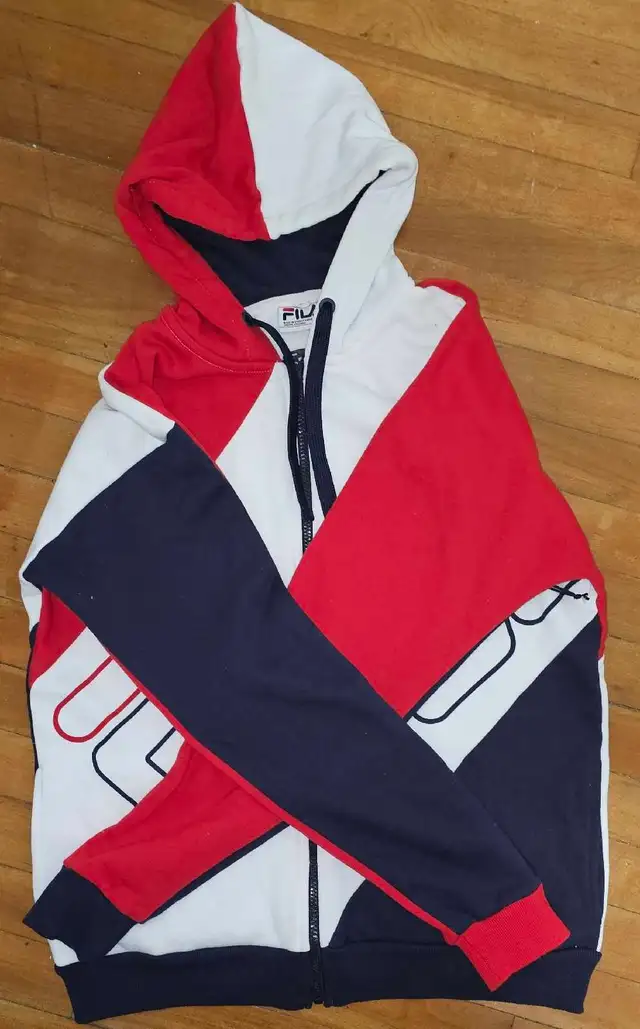 FILA Lazaro Zip Hoodie – Red/White/Navy – Size S – Brand New - Photo 3