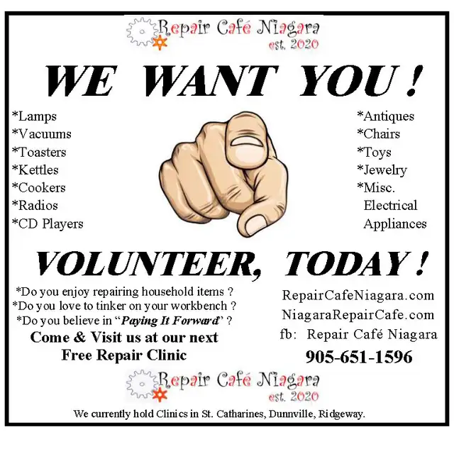 REPAIR CAFE NIAGARA, Come to our Free Repair Clinic, Sat 10am - Photo 2
