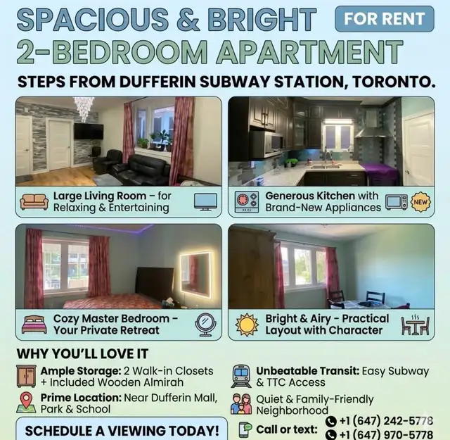 Spacious & Bright 2‑Bedroom Apartment — Steps from Dufferin Subw - Photo 7
