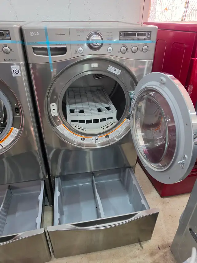 LG 27' Stainless Steel Front-Load Washer Dryer Set W/ Pedestals - Photo 9