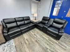 New Black 3-Piece Recliner Sofa And Loveseat With Cup Holders
