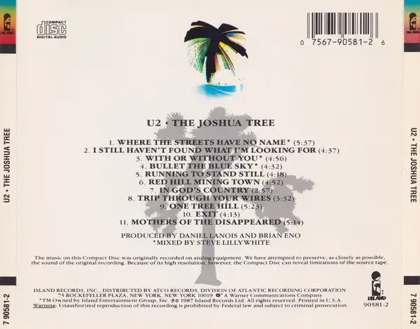 U2 Joshua Tree CD Rare - Photo 3