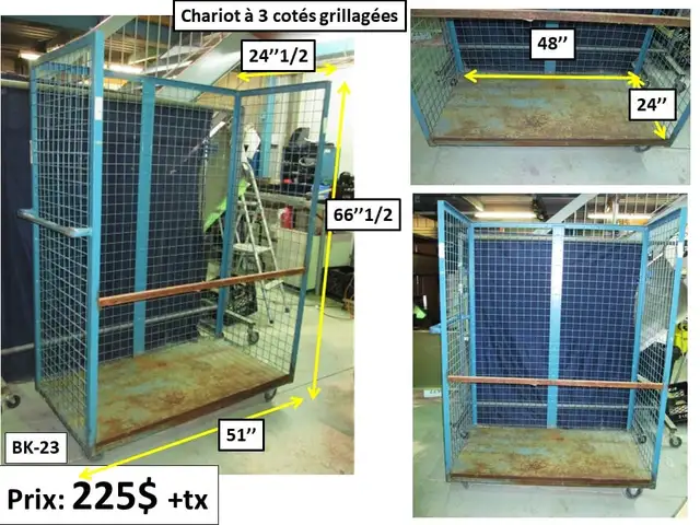 Bac (charriot)  en grillage sur roue et autres charriots - Photo 3