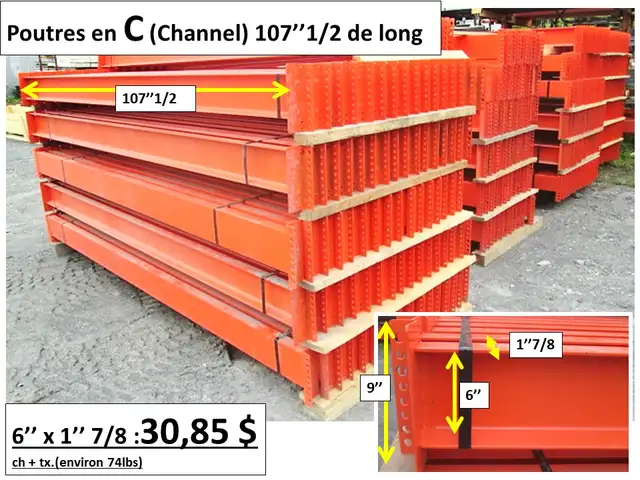 Channel 10'' x 2'' 1/2 x 27''1/2(34''1/4) en angle, et autres - Photo 5